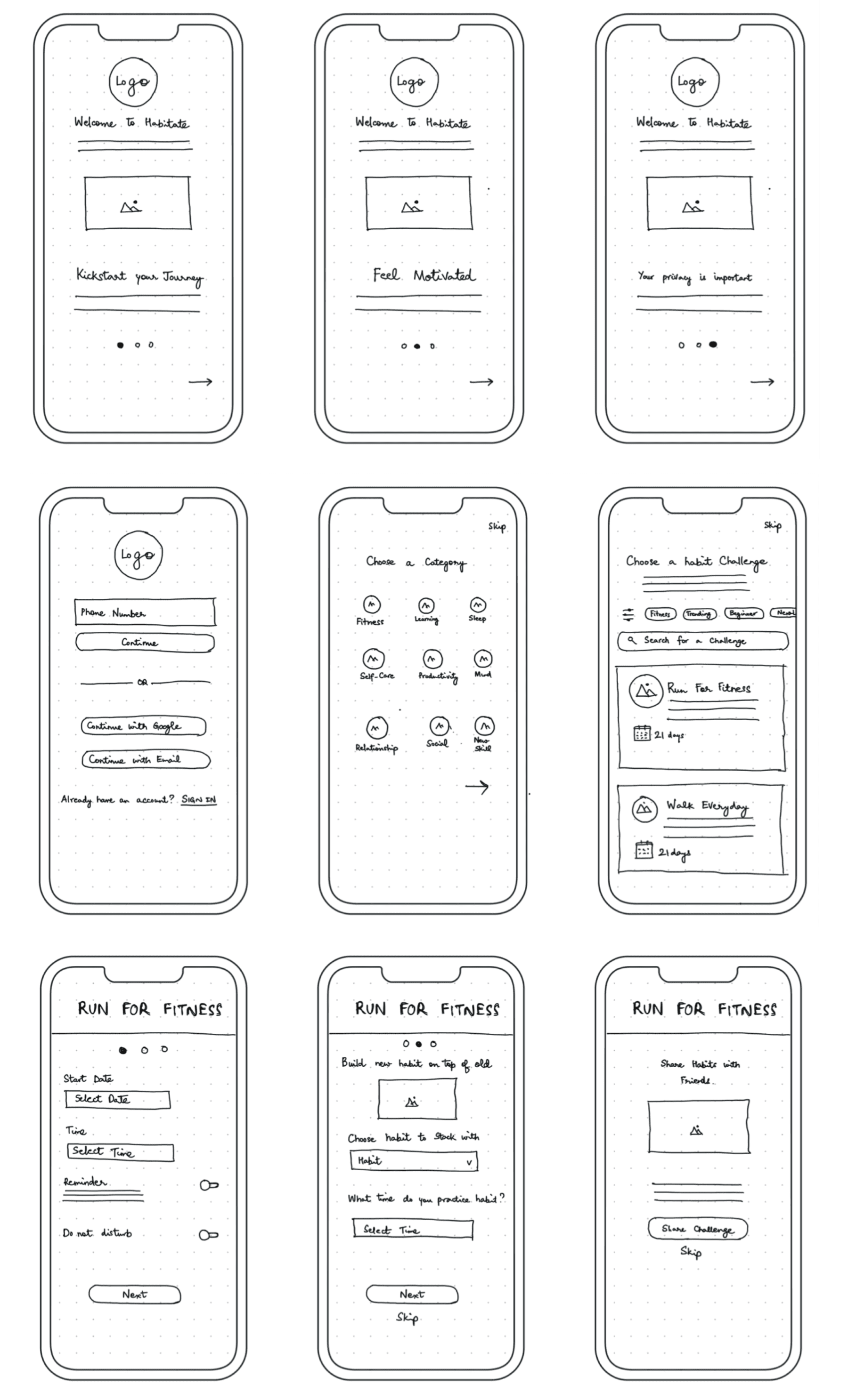 Onboarding sketches